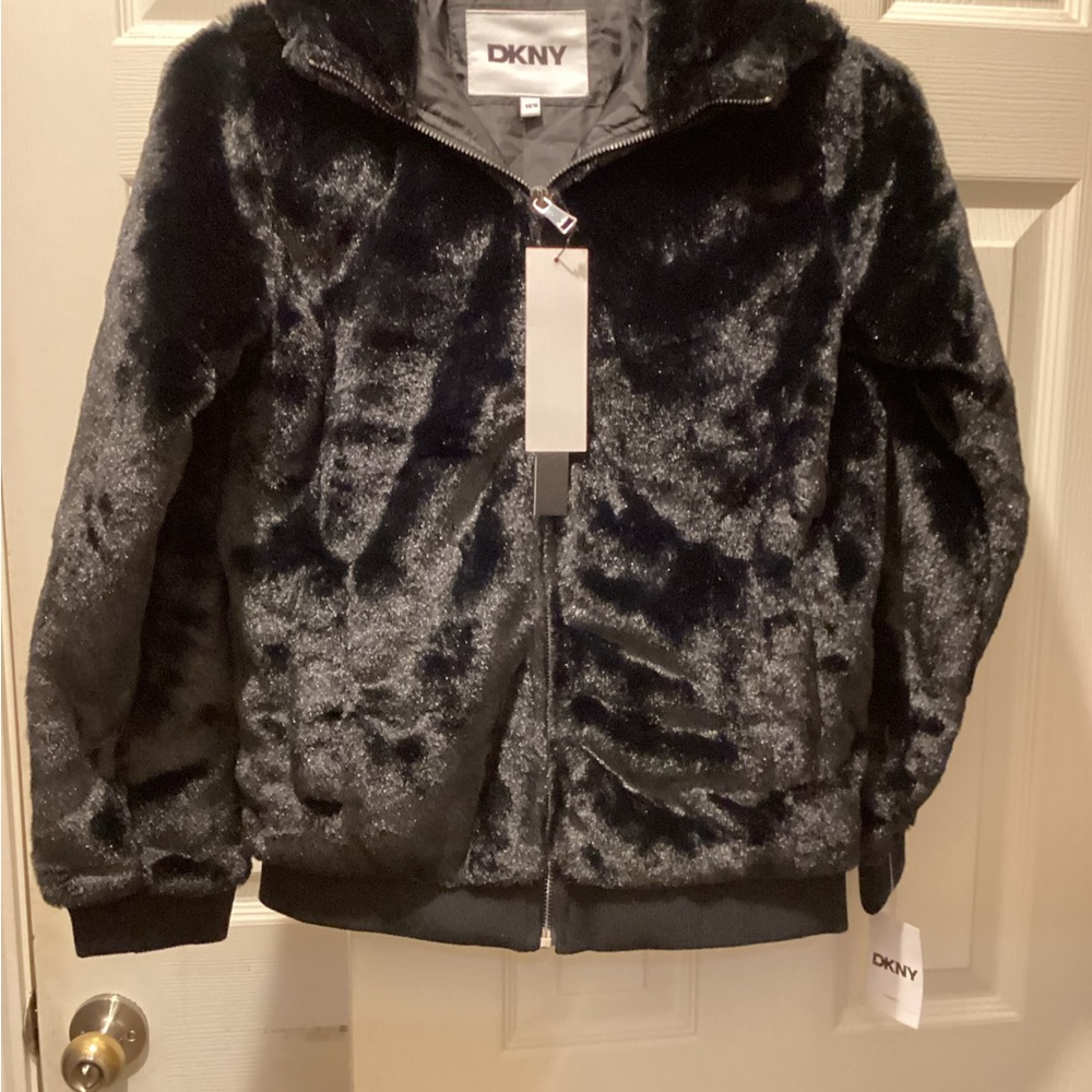 DKNY faux fur Black Jacket 14/16
